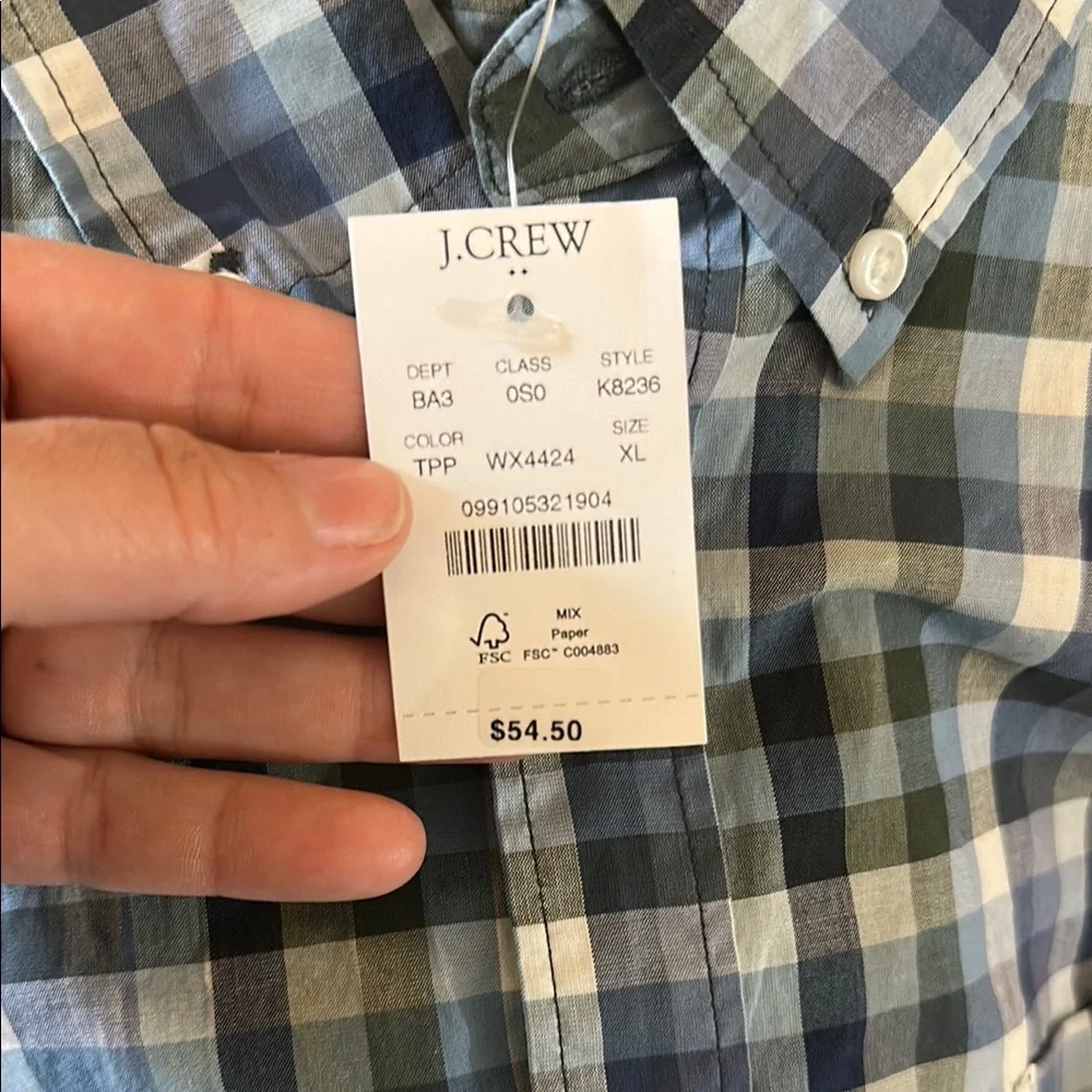 J. Crew Blue and Green Casual Button‎ Down Shirt